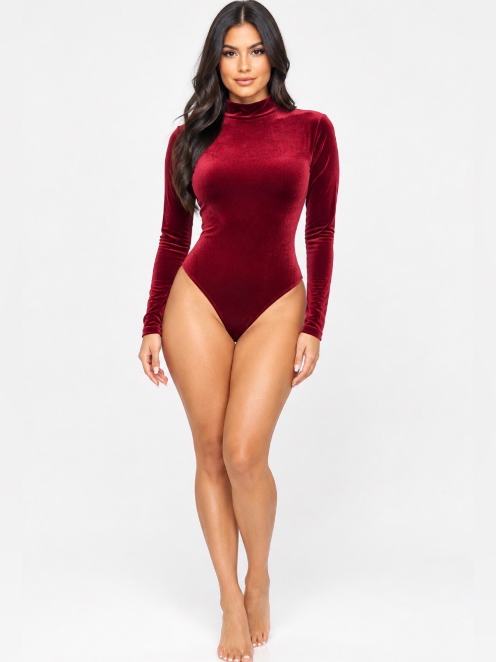NWOT Mock Neck Red Velvet Bodysuit
